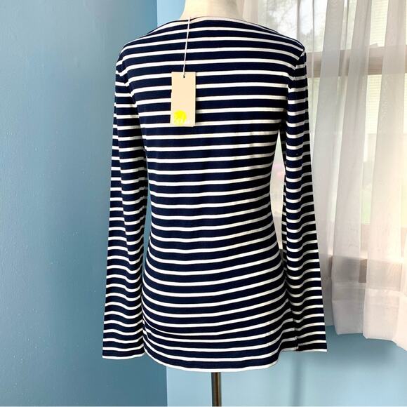 NWT Boden Breton "Ho Ho Ho" Navy Striped Top Size 4 - Picture 6 of 9